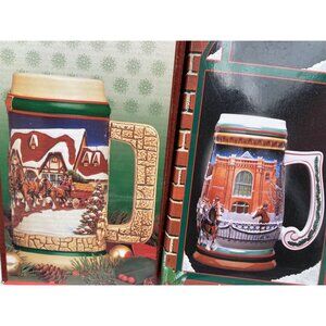 Lot of 2 VTG Budweiser Germany Beer mug Holiday Stein Grant's Clydesdales